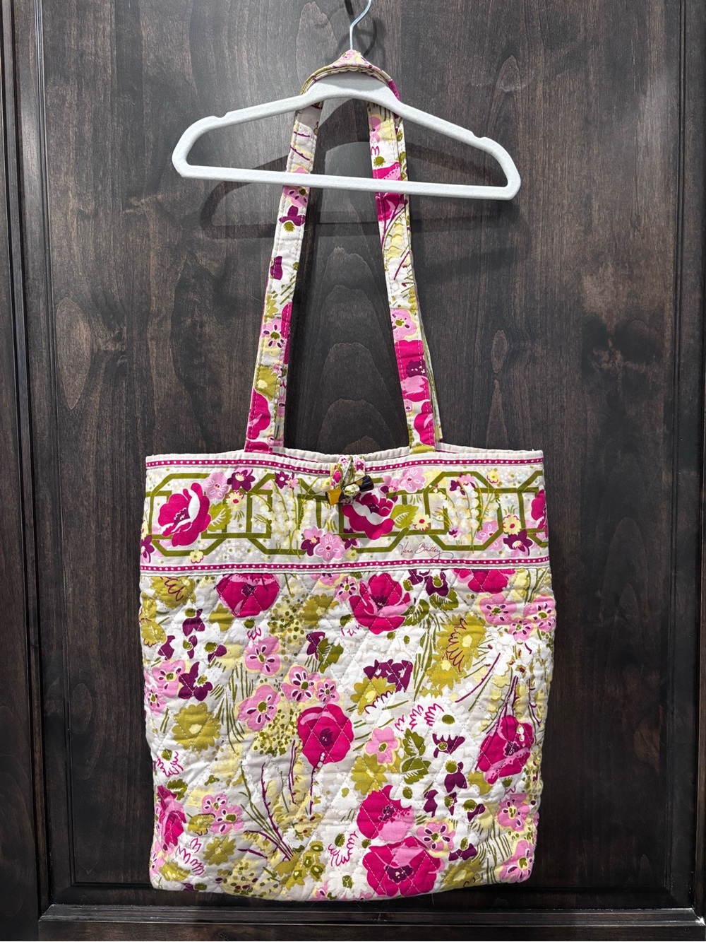 Vera Bradley Pink and Green Quilted Floral Tote
